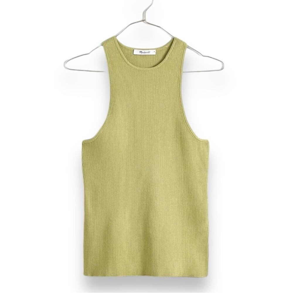 NWT Madewell The Signature Knit Cutaway Sweater Tank in artichoke green size XS